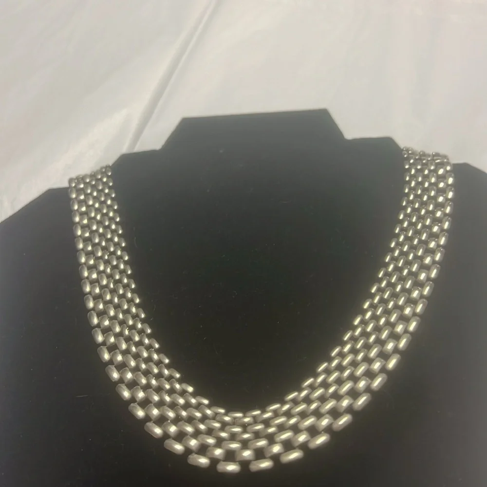 Vintage mid century silver seven row estate Panther Weave necklace - Picture 2 of 4